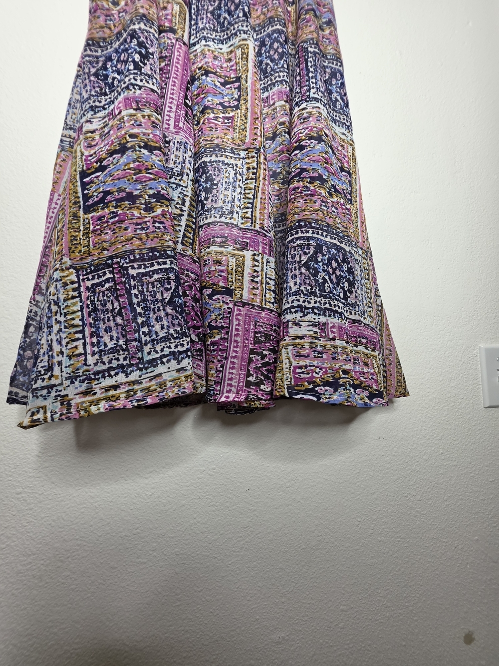 Mix Nouveau New York Women's Multicolor Geometric Chiffon Pleated Midi Skirt L - Picture 6 of 11